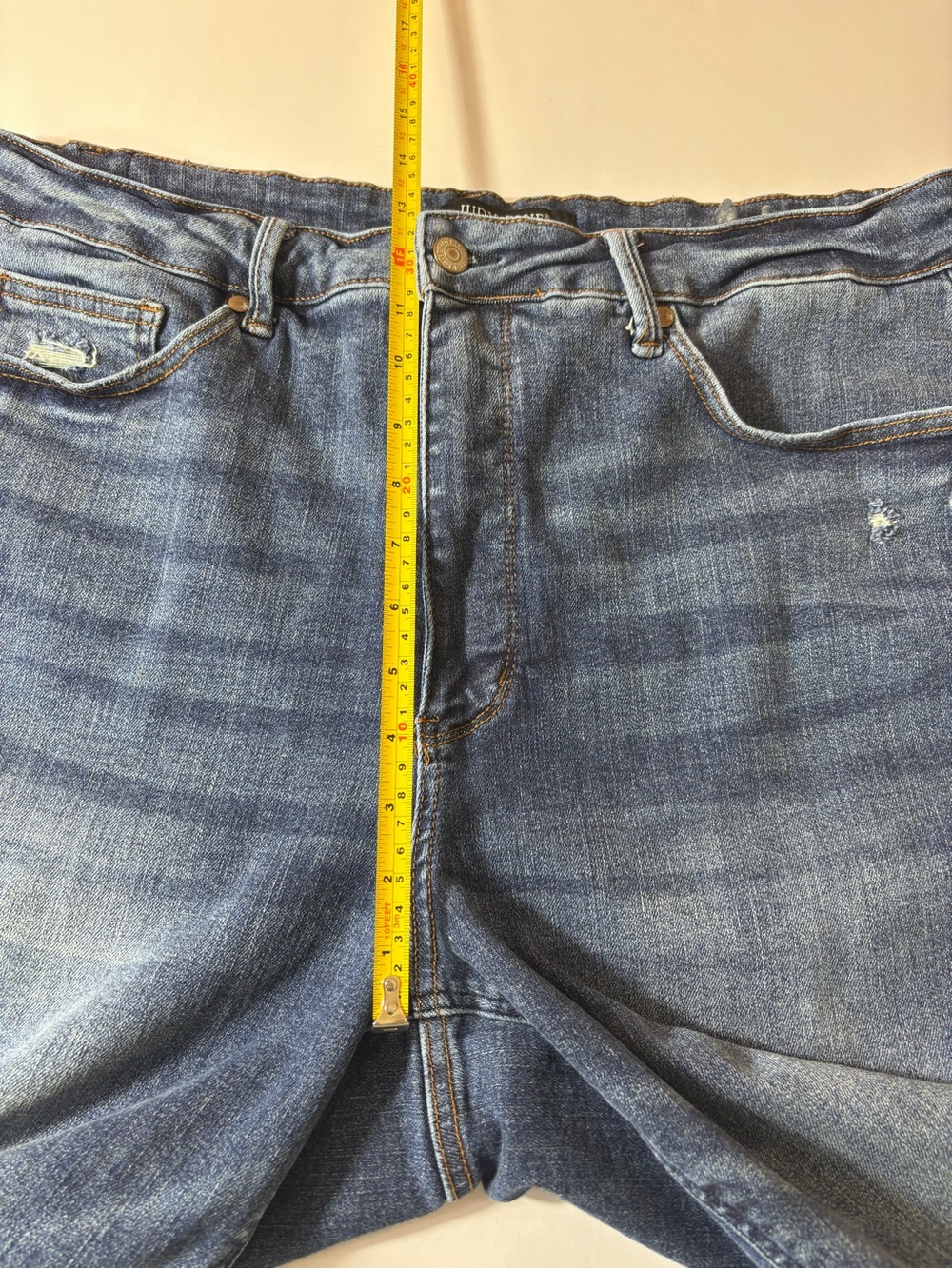 Judy Blue Skinny Fit Jeans Hi-Rise Stretchy Distressed Raw Hem Blue Denim Sz 20W - Picture 13 of 15